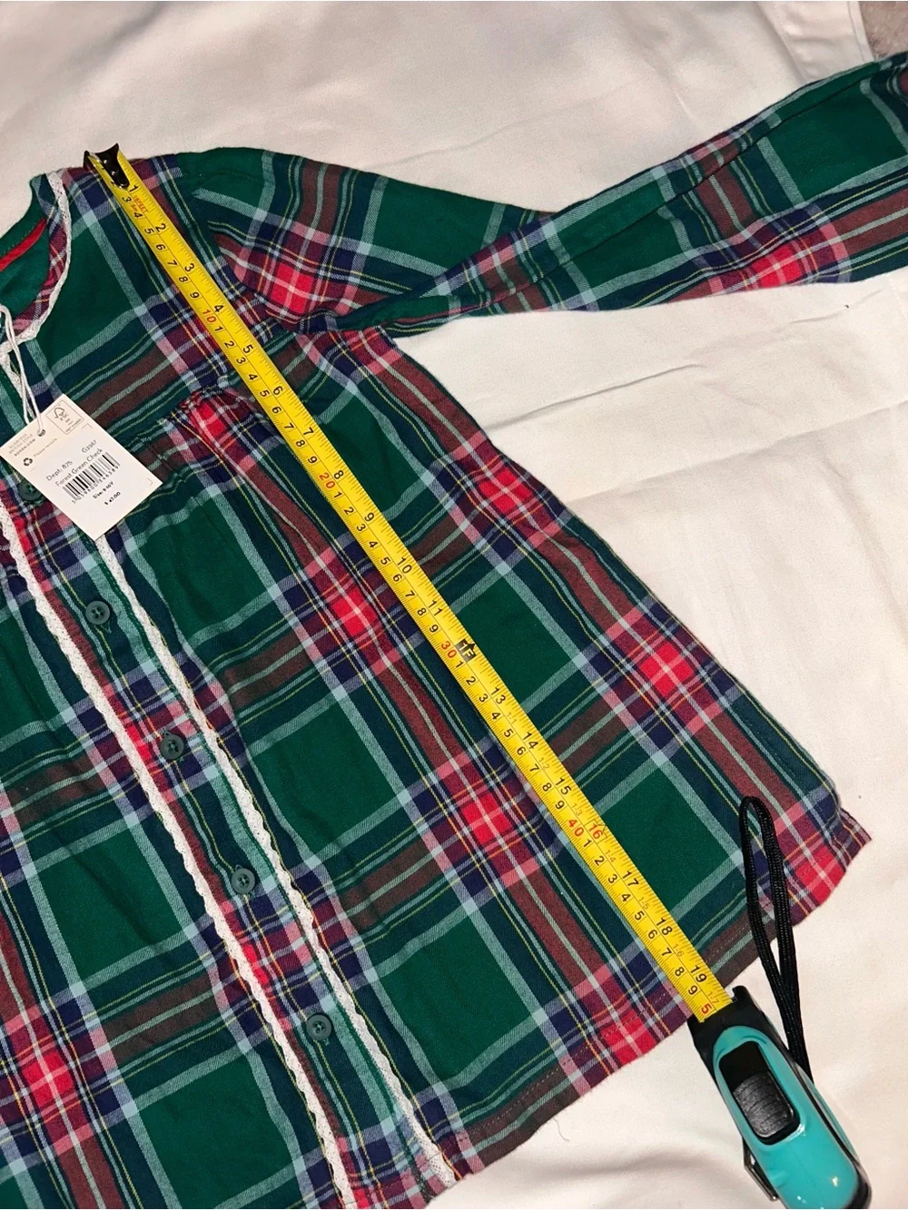 Boden Green, Red & Navy Plaid Button Detail Dress